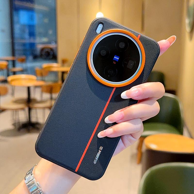 

Colorful Faux Leather Red Lens Ring Raised Protective Lens Case For VIVO X300 Pro x300 X200 Ultra X200S X200 Pro X100 pro Cover vivo X100s