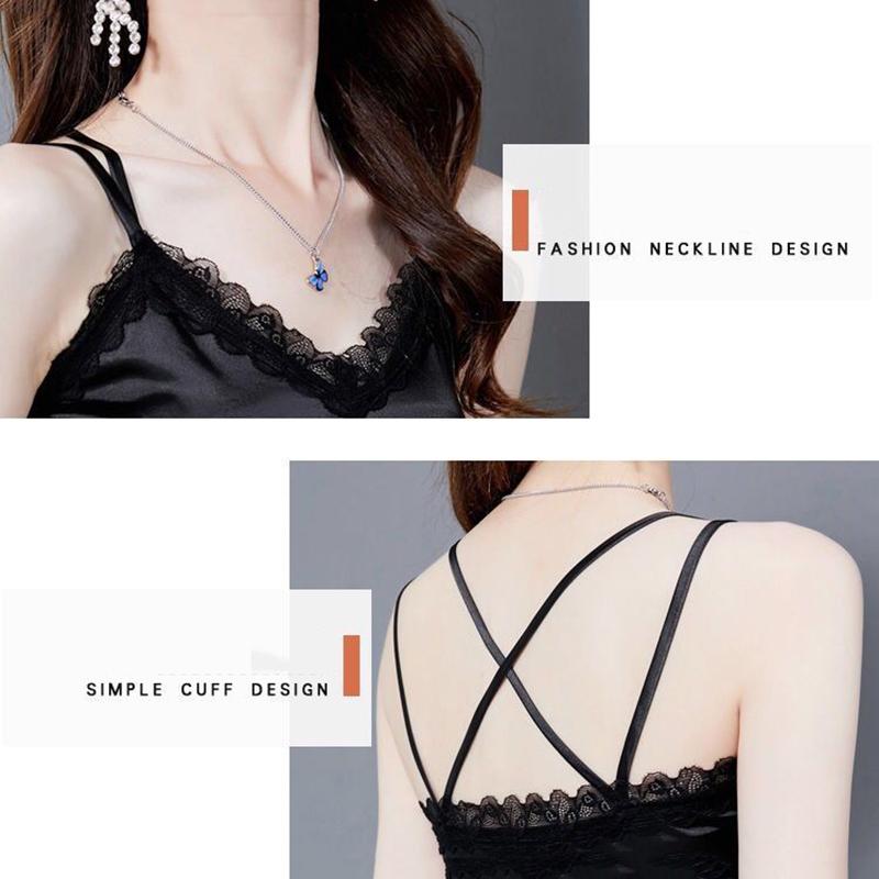 Spring and Summer Black Lace Imitation Silk Sling Women's Thin Suits Wear Outer Vests and Inner Vests Sleeveless Bottoming Shirt Top