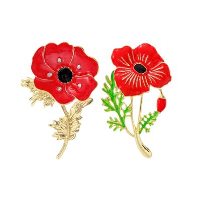 Broche de Flor de Amapolas Esmaltadas Unisex Pin de Planta Elegante Accesorio para Solapa de Fiesta de Banquete Regalo para Mujeres a la Moda