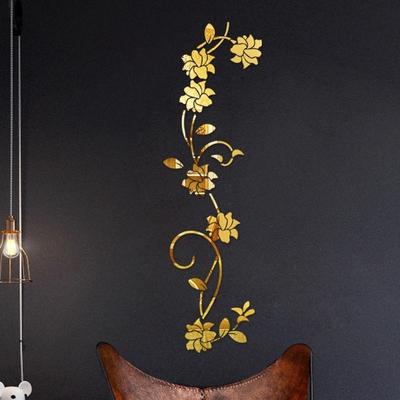 3D DIY Wandaufkleber Hintergrundkunst Wohnzimmer Schlafzimmer Acryl Blumenform Spiegel Heimdekoration