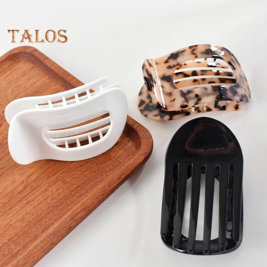 Haarklammer für Damen, flach, runde Form, starker Griff, biegbare Zähne, gebogenes Design, Haarspange am Hinterkopf, großer Clip, Haar-Accessoire