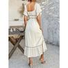 Summer Bohemian Casual Vacation Contrasting Colors Two-wear Short-sleeved Dress for Women