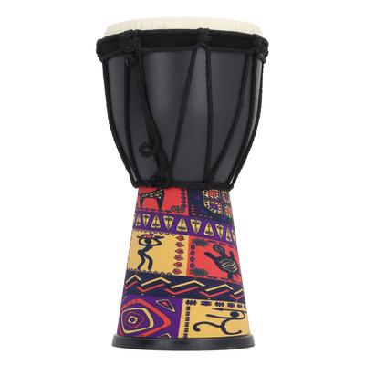 Tambor Africano de Mano de 4 Pulgadas Diseño Pintado Piel de Oveja Artificial Tambor de Percusión para Bricolaje y Diario
