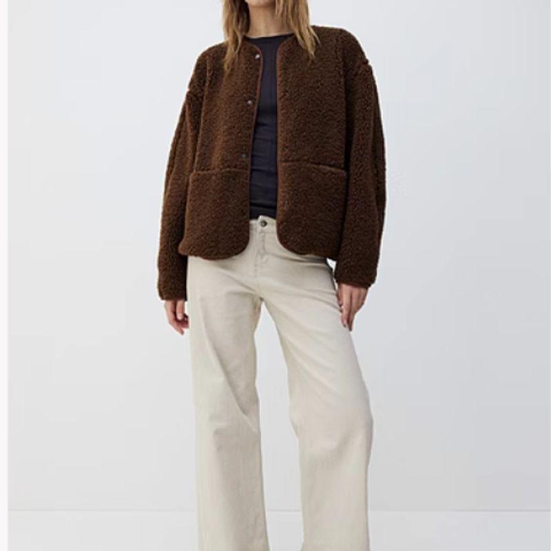 Za New Fall Women's Clothing 2025 Fashion Wind Fashion Round Neck Pure Color Comfort Teddy Plush Jacket 1294648