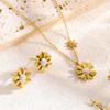 Daisy Pistil Zircon Stud Earrings & Necklace Set – Elegant Long Chain European & American Design