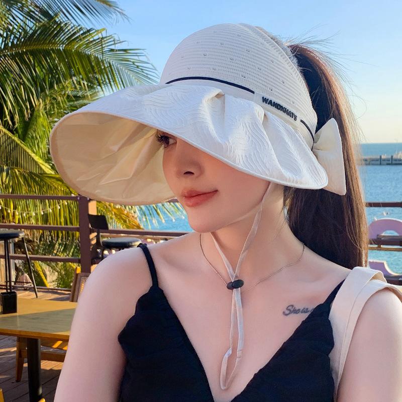 Sommer Damen UV-Schutz Fischerhut Breite Krempe Leerer Oberteil Sonnenschutzhüte Weiblich Mädchen Outdoor Strand Tour Faltbare Kappe