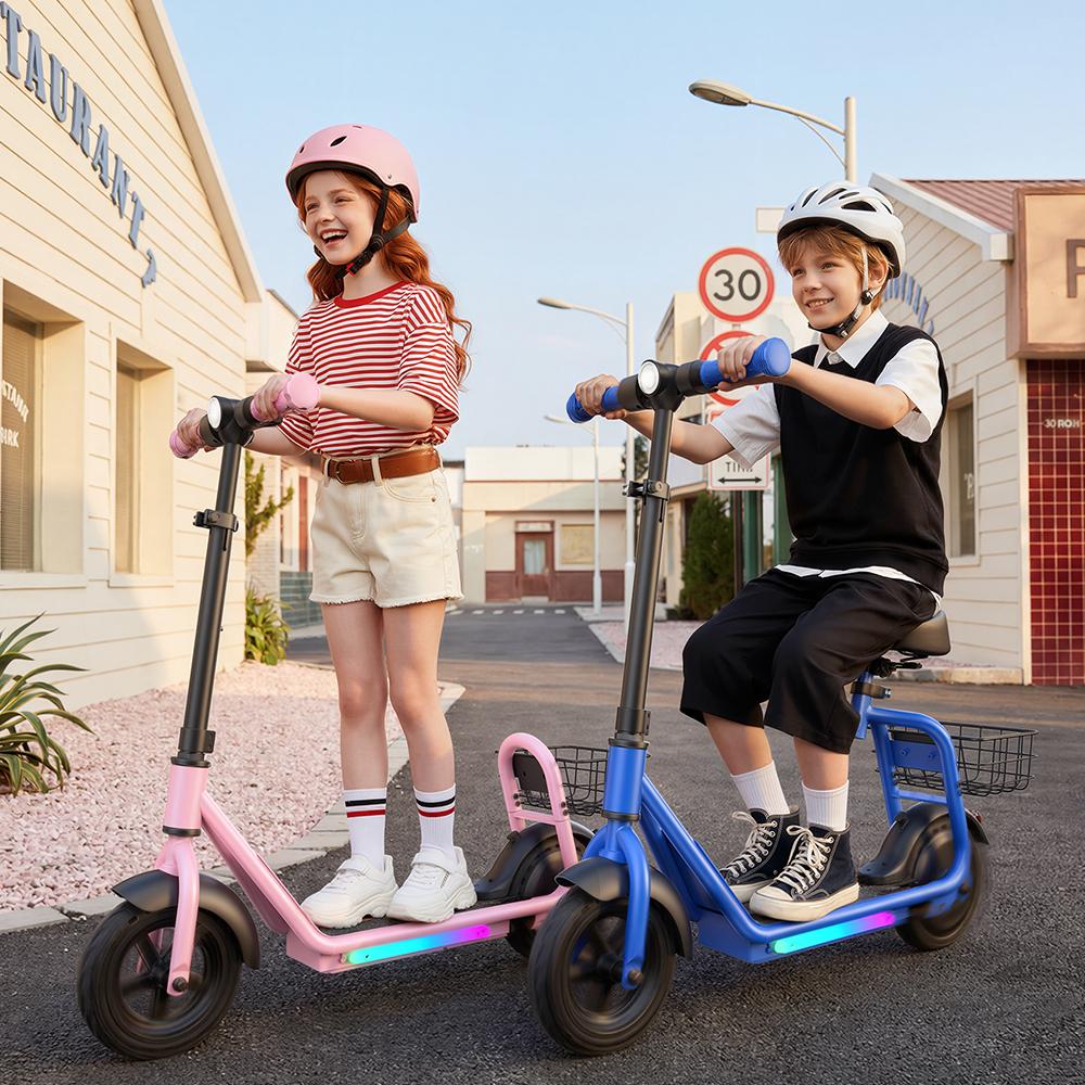 iScooter IK7 Kids Electric Scooter 250W 4.5Ah 8.5''Tires Removable Seat APP Control 3-Speed Rang 11-15KM Electric Scooter for Kids