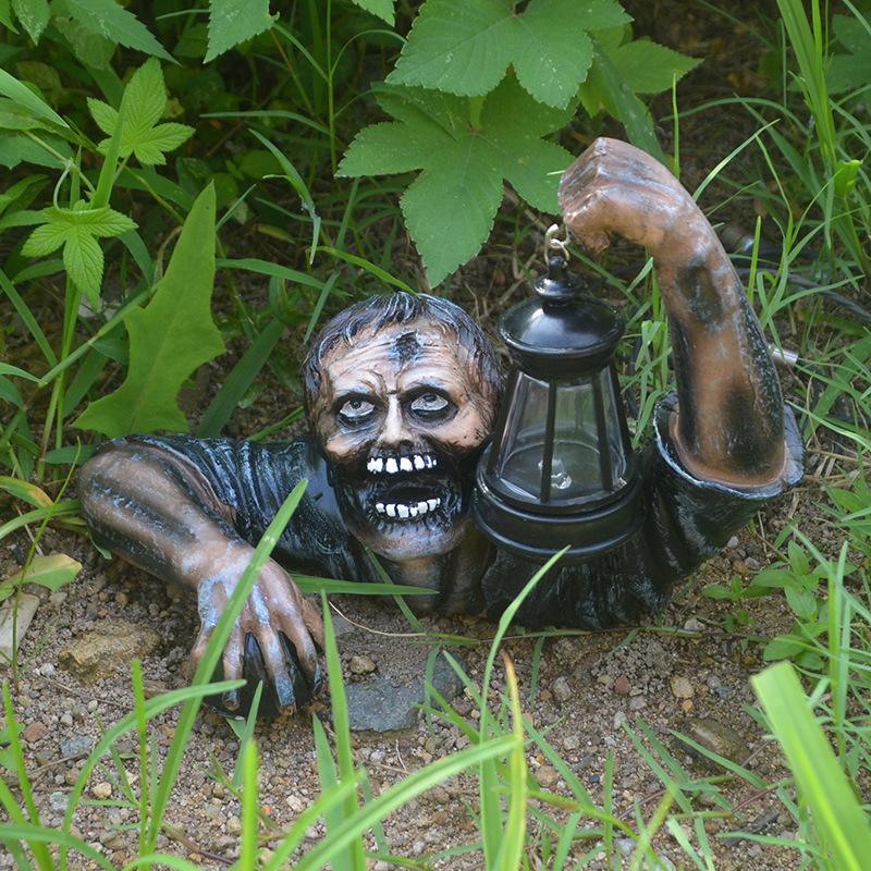 Lanterna Zombie Scultura Horror di Halloween, Ornamento d'Atmosfera, Decorazione Giardino Cortile