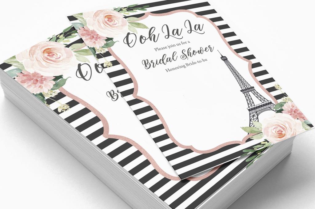 Inkdotpot 30 Zaproszeń na Wieczór PanieńskiA  Kwiatowa Wieża EifflaA  Ślubne Zaproszenia do Wypełnienia Puste