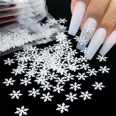 1 confezione di fiocchi di neve invernali per nail art, paillettes, fette, accessori per unghie, decorazione per manicure, 9 mm, 6 mm