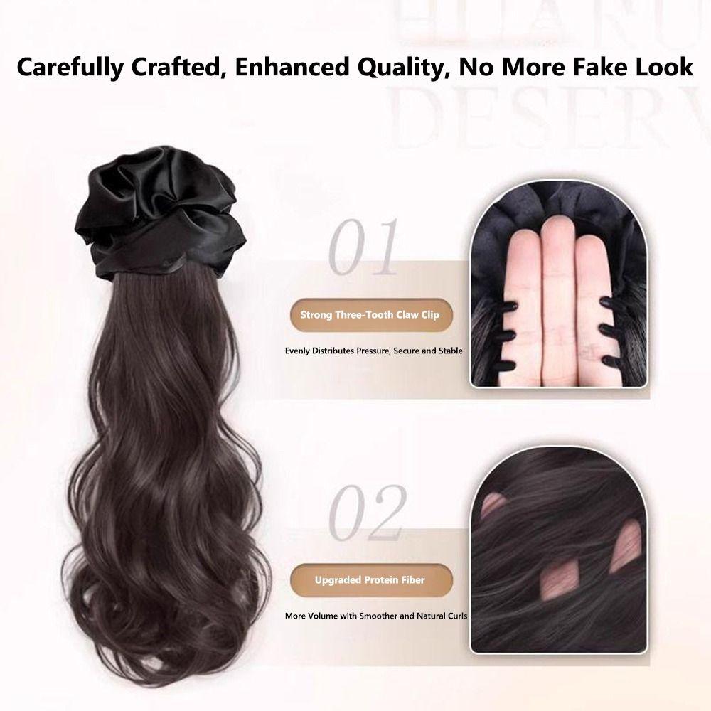 Korean Style Braided Wig Hair Claw Clip Curly Elastic Hair Tie Trendy Hair Scrunchie  for Women