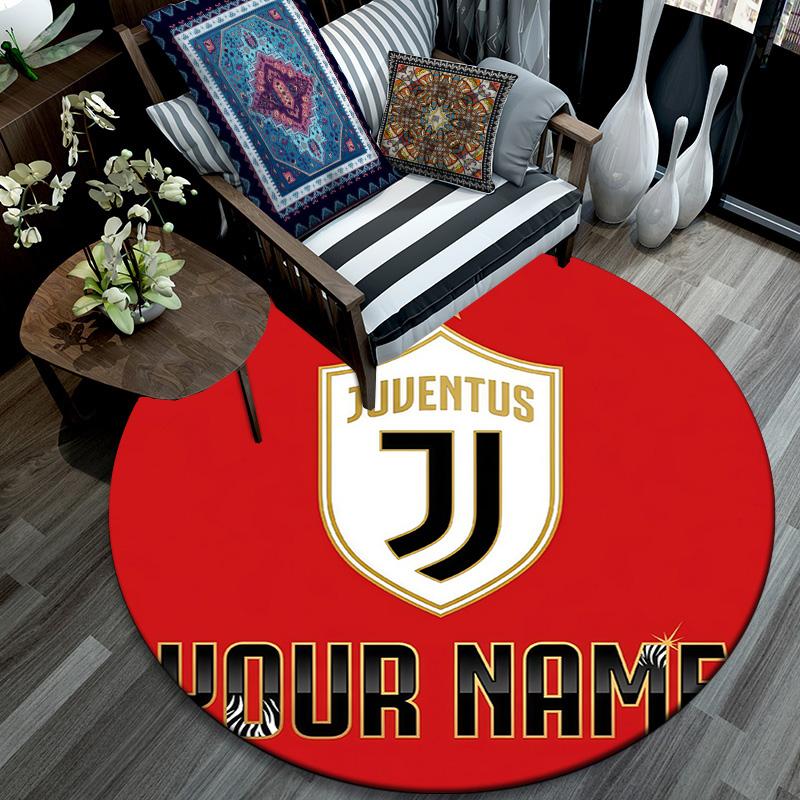 Custom Name Juventus2 Round Area Rug,Carpet Rug for Living Room Bedroom Sofa Playroom Decor,Non-slip Floor Mat