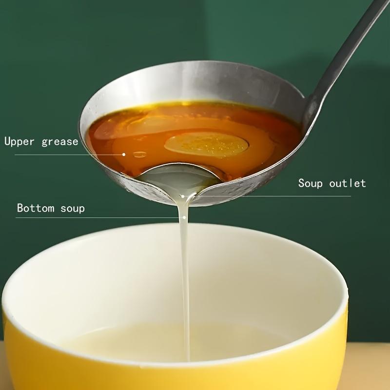 Stainless Steel Long Handle Soup Oil Separator Kitchen Colander Filtering Spoon
