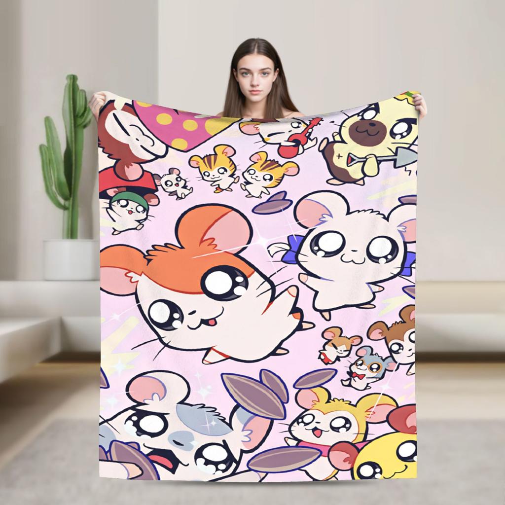 Hamutaro Flannel Blankets Winter Soft Durable Throw Blanket for Boy Girl Outdoor Novelty Bedspread Sofa Bed Cover