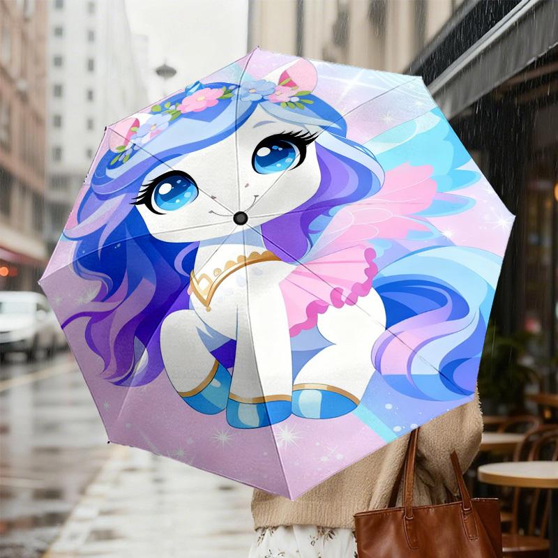 1pc Unicorn Fantasy Pattern Umbrella Design Automatic Opening and Closing Umbrella, High-quality Travel Umbrella, C1128168