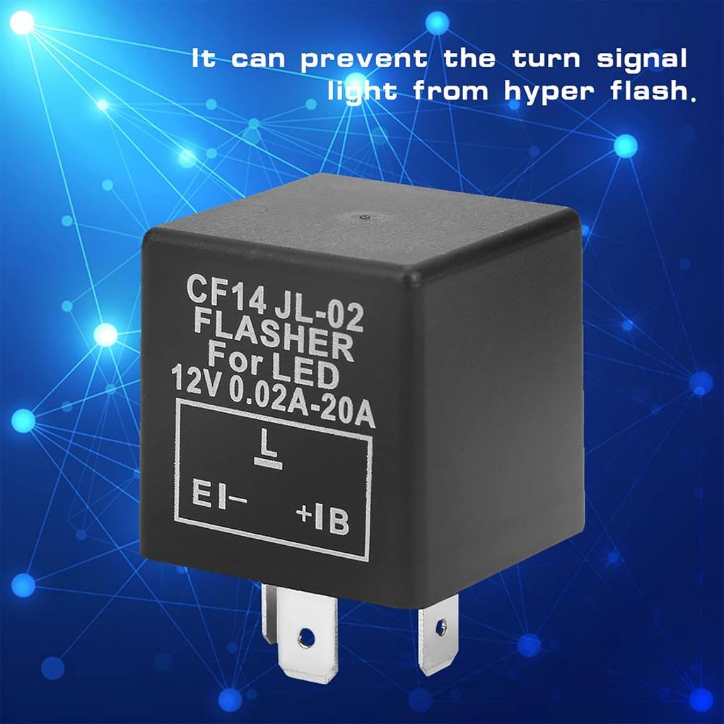12V LED Flasher Relay, CF14 JL-02 3 Pin LED Flasher Flash Relay for Car Motorcycle Turn Signal Light Hyper Flash Fix