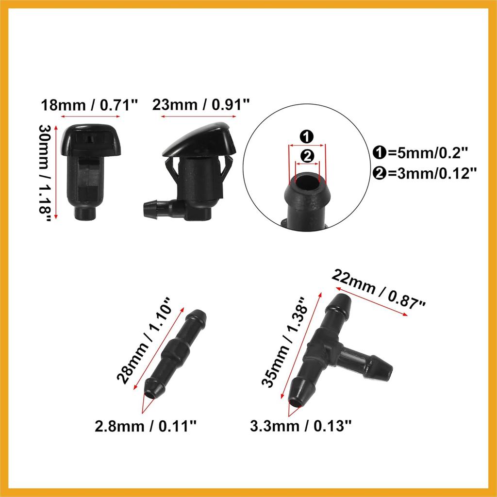 Front Windshield Washer Nozzles Kit for Toyota Solara 2004-2008 2.2 Meters Windshield Washer Hose with 2pcs Connectors Replaces 85381-AE020