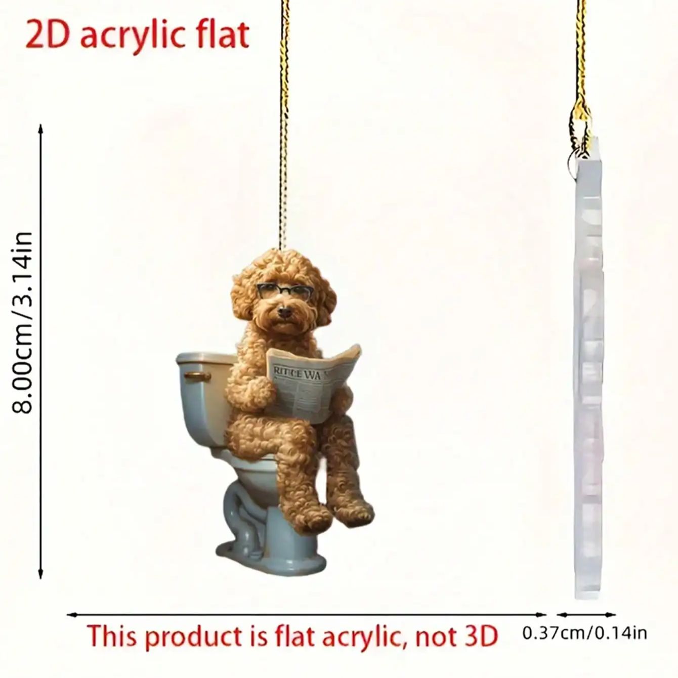 

Classic style newspaper reading golden retriever, backpack pendant, suitable for home decoration, car suspension accessories
