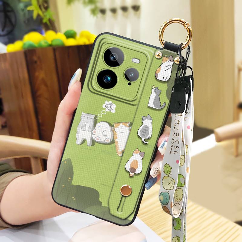 Lanyard Phone Holder Phone Case For Realme GT7 Pro Wrist Strap Cartoon Back Cover Dirt-resistant Durable Wristband Cute