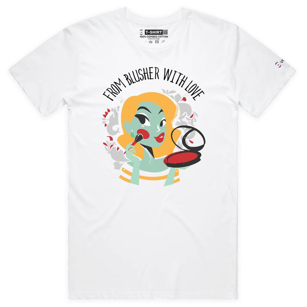 VOICEART Blusher Makeup Funny T-Shirt with Premium Quality Graphic Design L