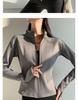 Women's Autumn/Winter Fleece Yoga Jacket - Zipper, Long Sleeve, Slim Fit for Running, Cycling, Fitness