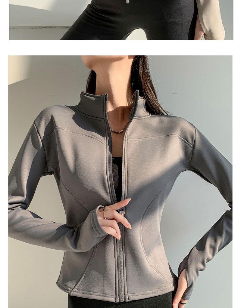 Women's Autumn/Winter Fleece Yoga Jacket - Zipper, Long Sleeve, Slim Fit for Running, Cycling, Fitness