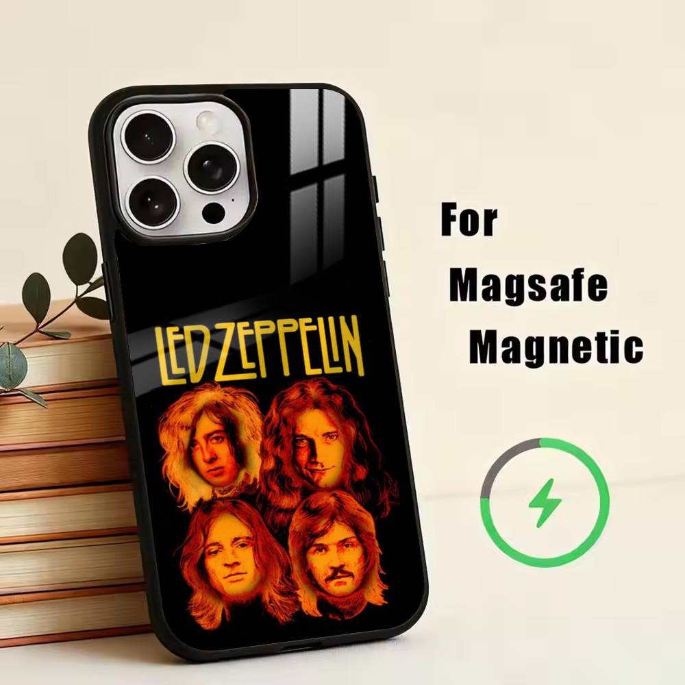 L-Led Z-Zeppelin Telefoonhoesje Voor iPhone17,16,15,14,13,12,11 Plus,Pro Magnetisch met Magsafe Draadloos Opladen