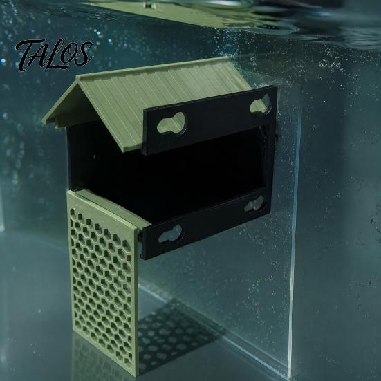 Suction Cup Reptile Decor Hermit Crab Cave with Climbing Ladder, 180 Degree Panoramic View Aquarium Tank Accessory Window Design, Plastic Burrow