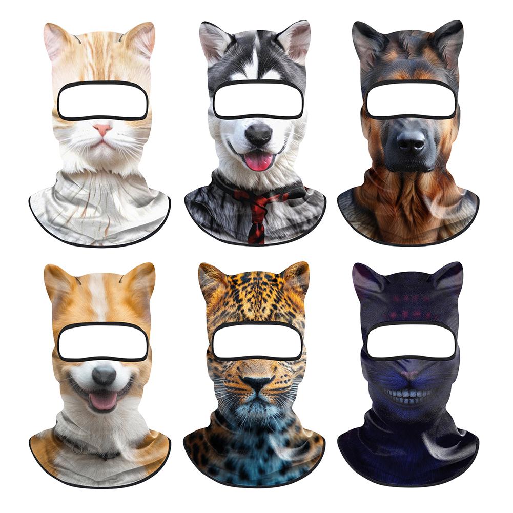 3D Cat Dog Animal Print Balaclava Motorcycle Motocross Biker Head Cover Ski Snowboard Mask Helmet Hood Cap Cycling Headgear Mask