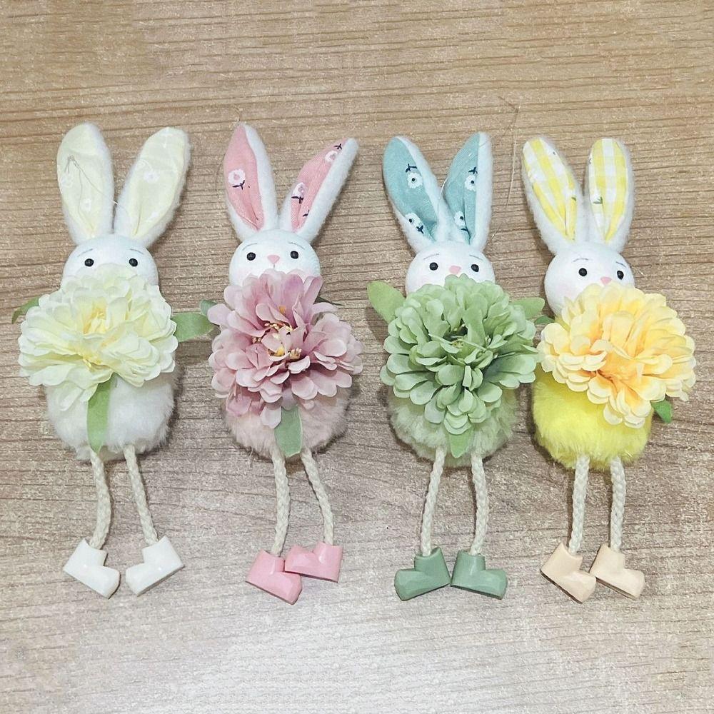 Soft Plush Bunny Doll Ornaments Colorful Rabbit Figurine Easter Rabbit Pendant  Party Favors