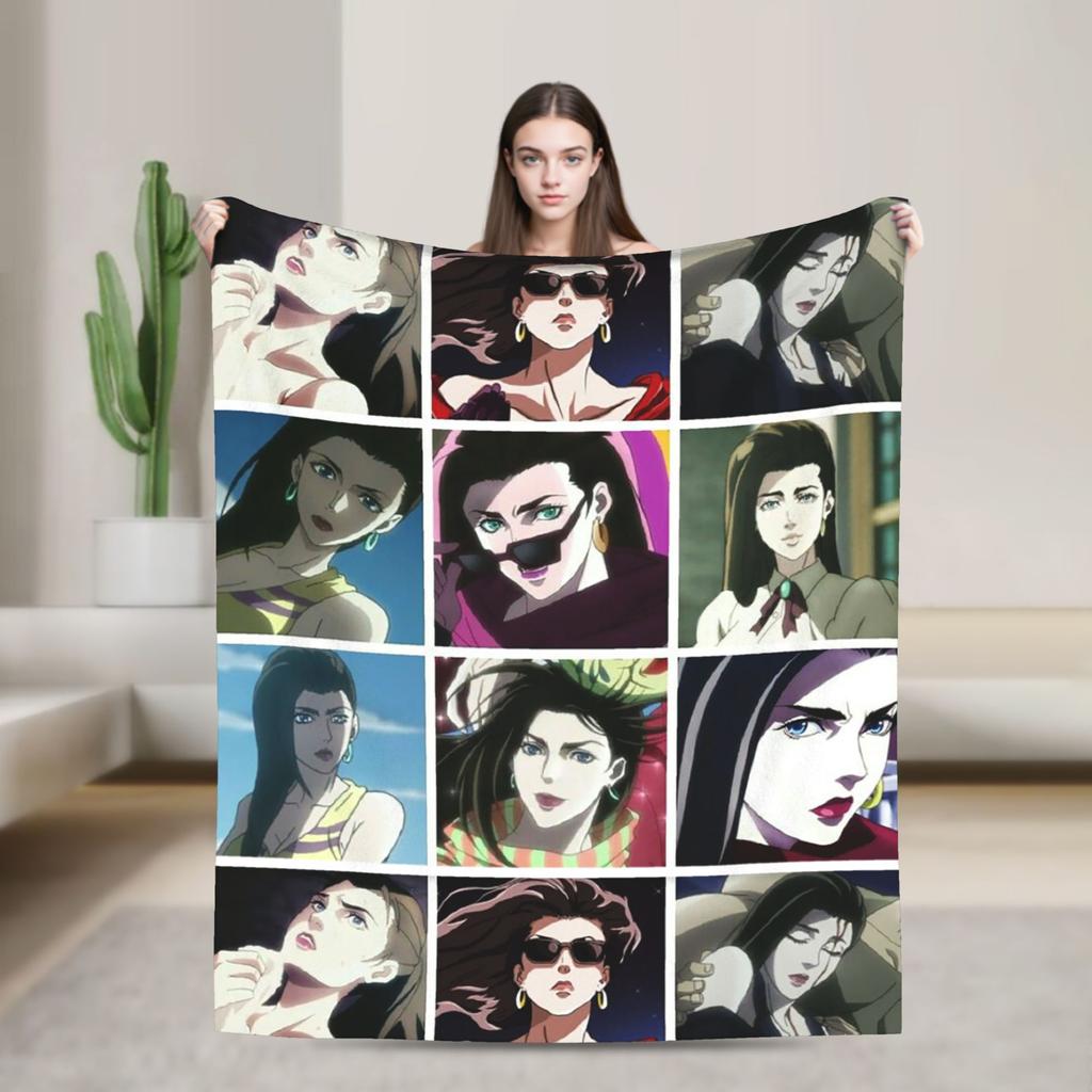 Stardust Crusaders Blankets Bizarre Adventure Flannel Throw Blanket Airplane Travel Printed Ultra-Soft Warm Bedspreads