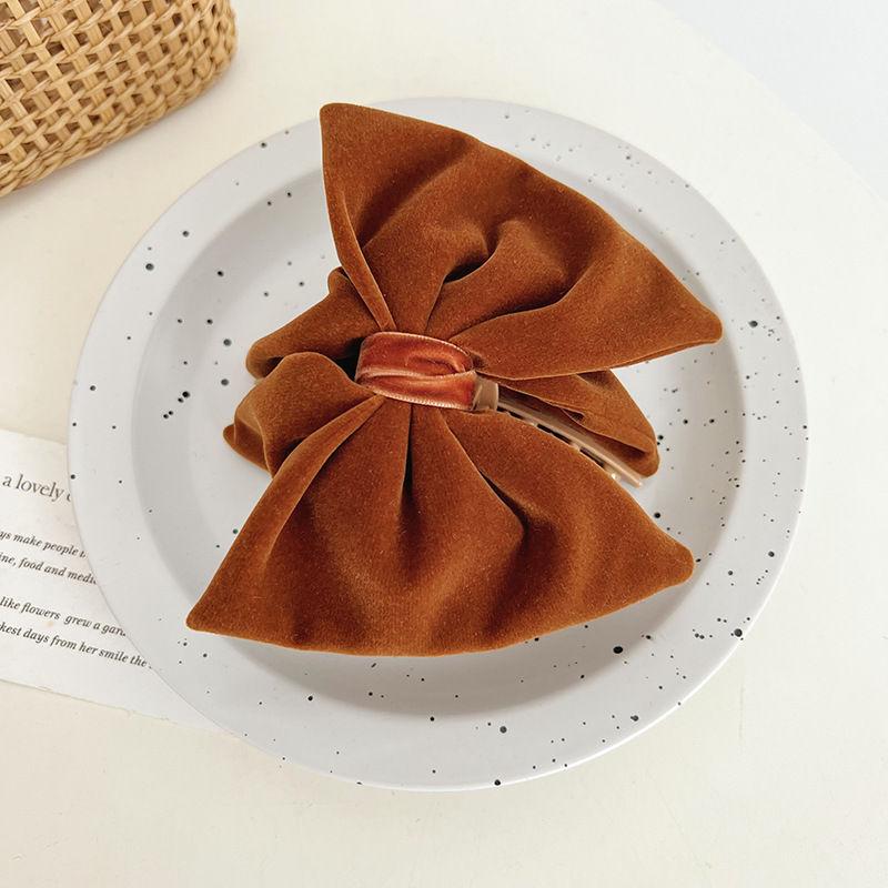 

Аксессуар для волос, заколка, темперамент, однотонный бант, коготь, женская шпилька, зажим для головы, бархатный жемчуг 12cm