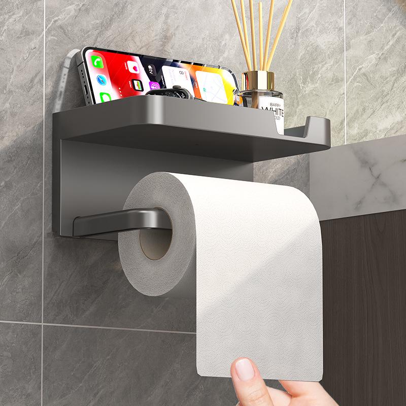 Wall-Mounted No-Punch Bathroom Tissue and Towel Holder