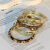 Vintage Enamel Flower Rhinestone Bangle Bracelet Women Alloy Oil Drip Floral Cuff Bracelet Boho Party Jewelry Gift
