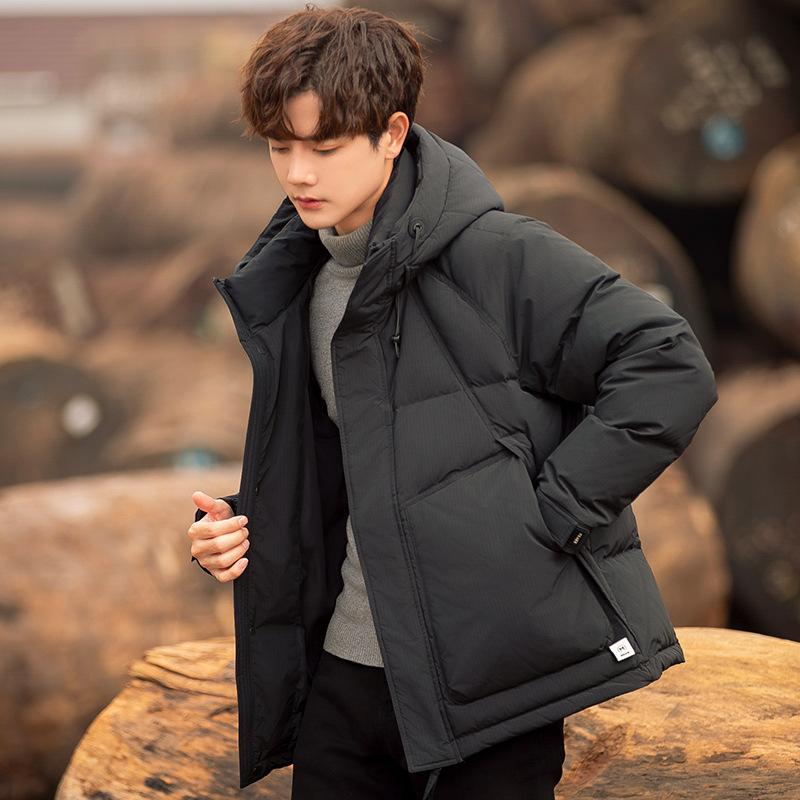 

Короткая куртка с капюшоном, зимняя, новая, модная, для мальчиков и подростков, белая, утепленная куртка на утином пуху 4XL чёрный