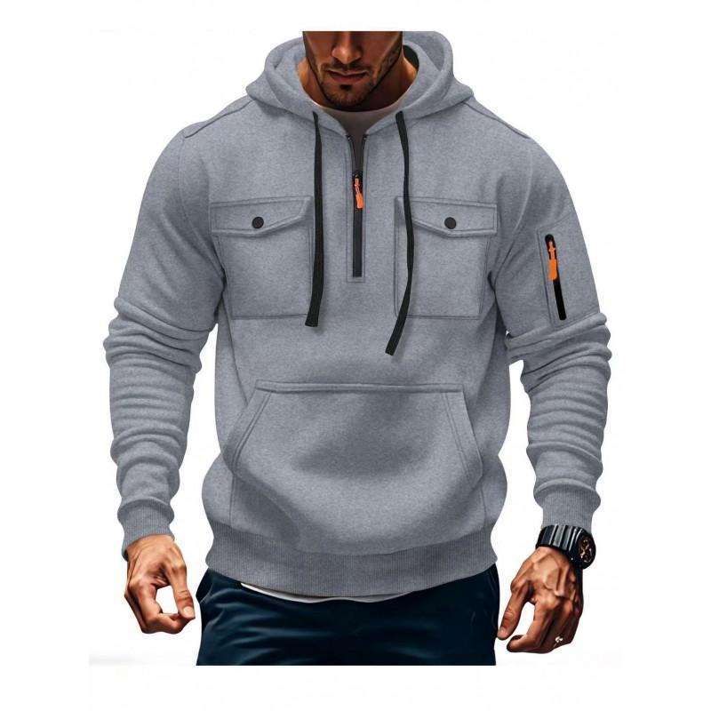 Mens Winter Hooded Zip-Up Sweatshirt Thick Fleece Lined Casual Streetwear Oversized Fit