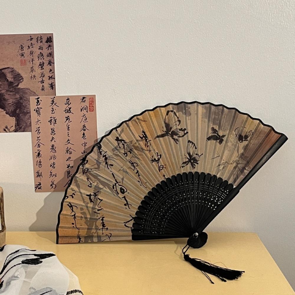 Bamboo Chinese Japanese Folding Fan Colorful Shank Classical Dance Fan  Home Decoration