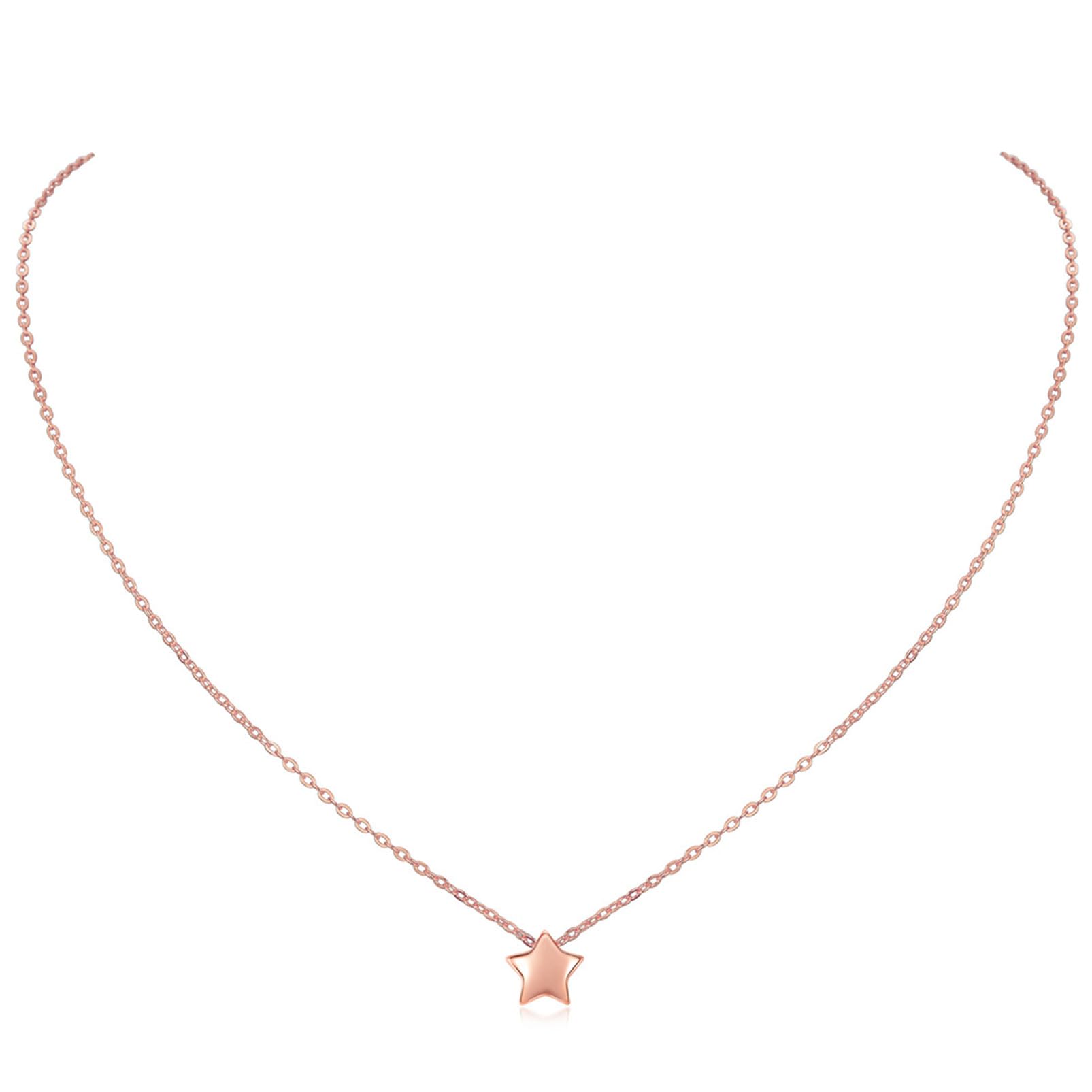[ChicSilver] Star Necklace for Women - Popular, Simple, K18 Pink Gold, Cute Star Accessory