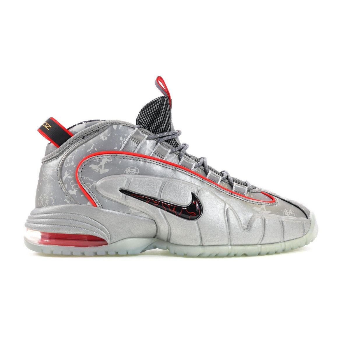 

Мужские кроссовки Nike Air Max Penny DB Doernbecher Silver Светоотражающий-Серебристый Черный-Охлаждающий-Красный-Металлик-Серебристый 728590-001