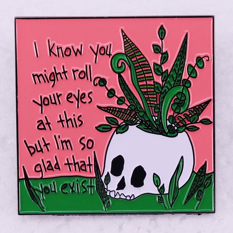 Canadian Rock Band Skull Badge Brooch: Music Lyrics Art Painting