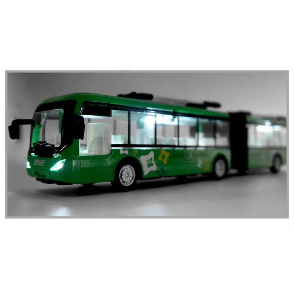 Electric Tourist Toy Traffic Trackless Bus Alloy Passenger Car Model Metal Double Section City Bus Model Sound Light Kids Gifts