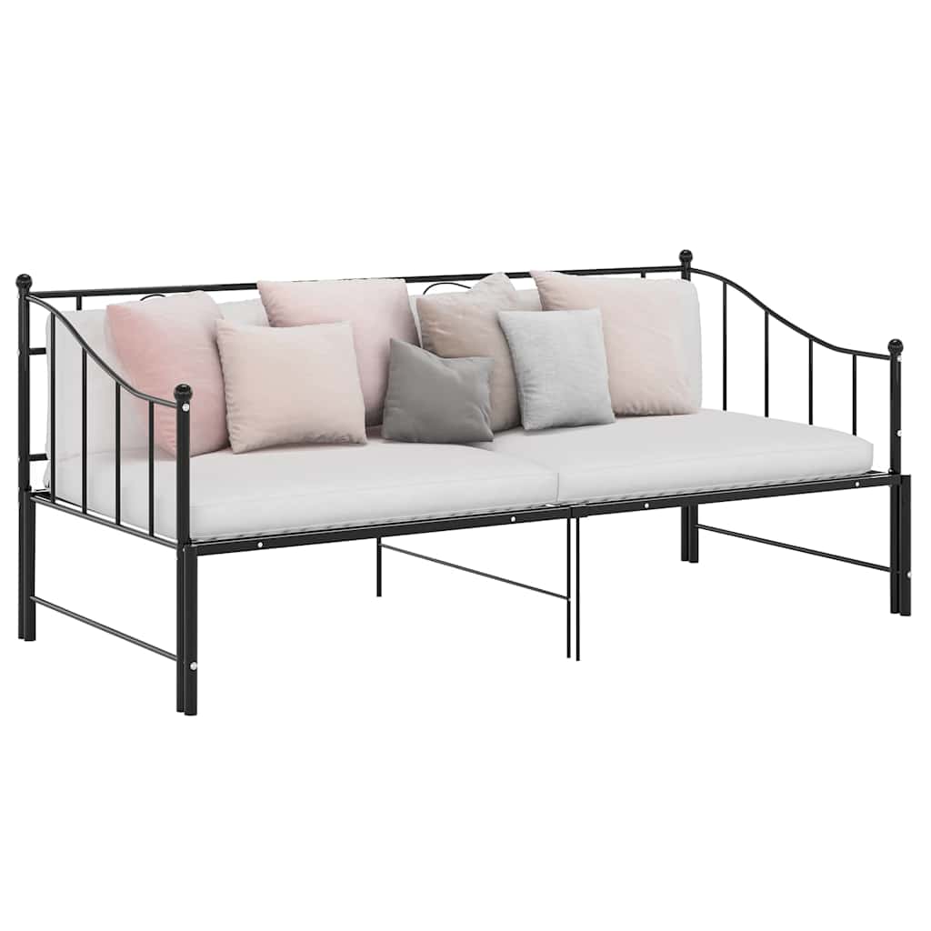 vidaXL Ausziehsofa Bettgestell Schwarz Metall 90x200 cm schwarz