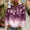 Women's Floral Print Long Sleeve Hoodie with Pocket and Casual Pullover Sweatshirt