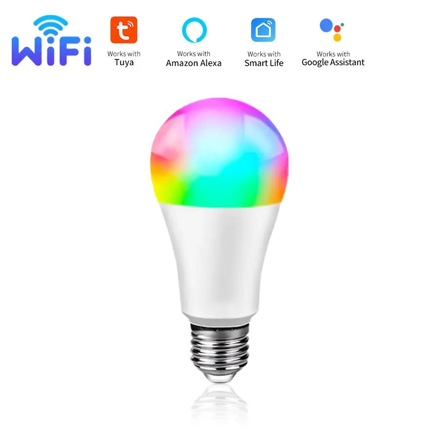 Tuya WiFi LED Light Bulbs 85-265V 12W 15W 18W E27 Alexa Lamp RF 2.4G Remote Google Home Voice Control Colorful Home Lighting