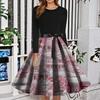 Women's Fashion Round Neck Slim-Fit Christmas Print Long-Sleeved Dress