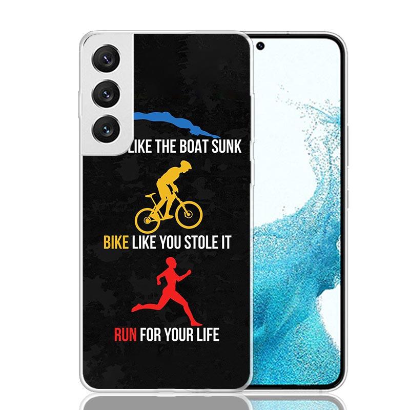 Triathlon Schwimmen Radfahren Laufen Handyhülle Für Samsung Galaxy S26 Ultra S23 S24 S25 Edge S20 FE S21 S22 Plus Weiche Druckschalenabdeckung Fund