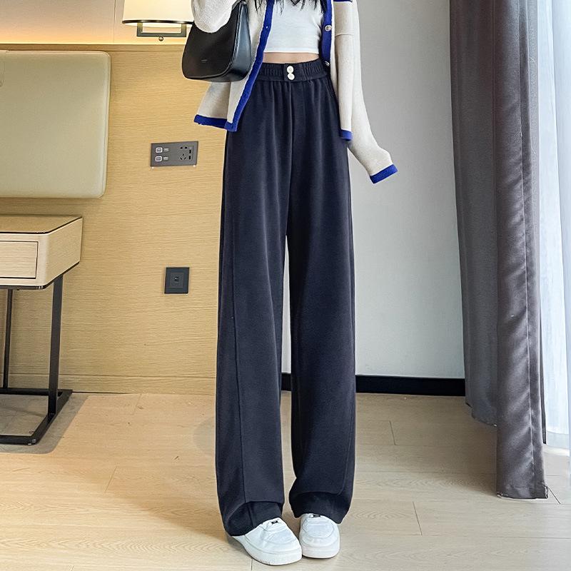 Plus Size High Waist Drapey Slimming Wide-Leg Pants for Women - Spring/Autumn 2024
