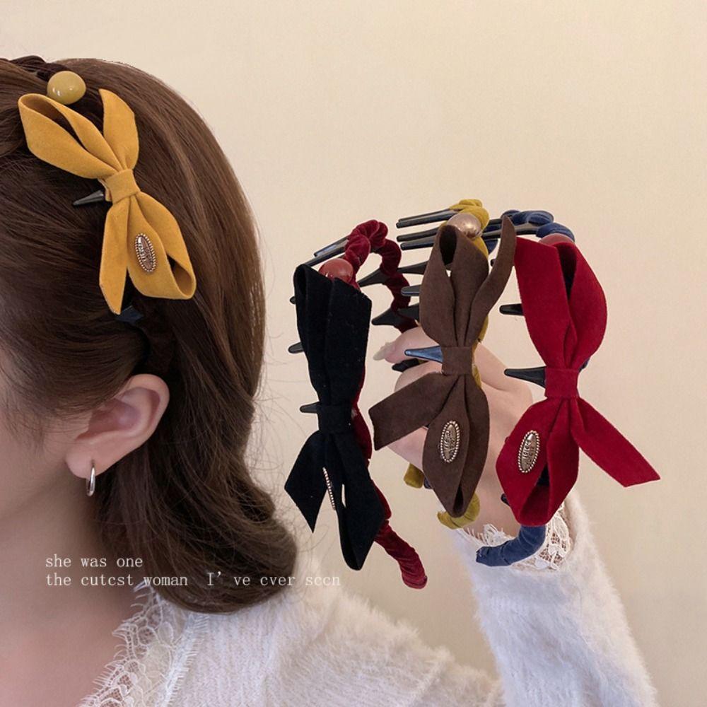 Non-slip Hair Bands Flocking Hair Accessories Bow Headband  New Year Hair Styling Accessories