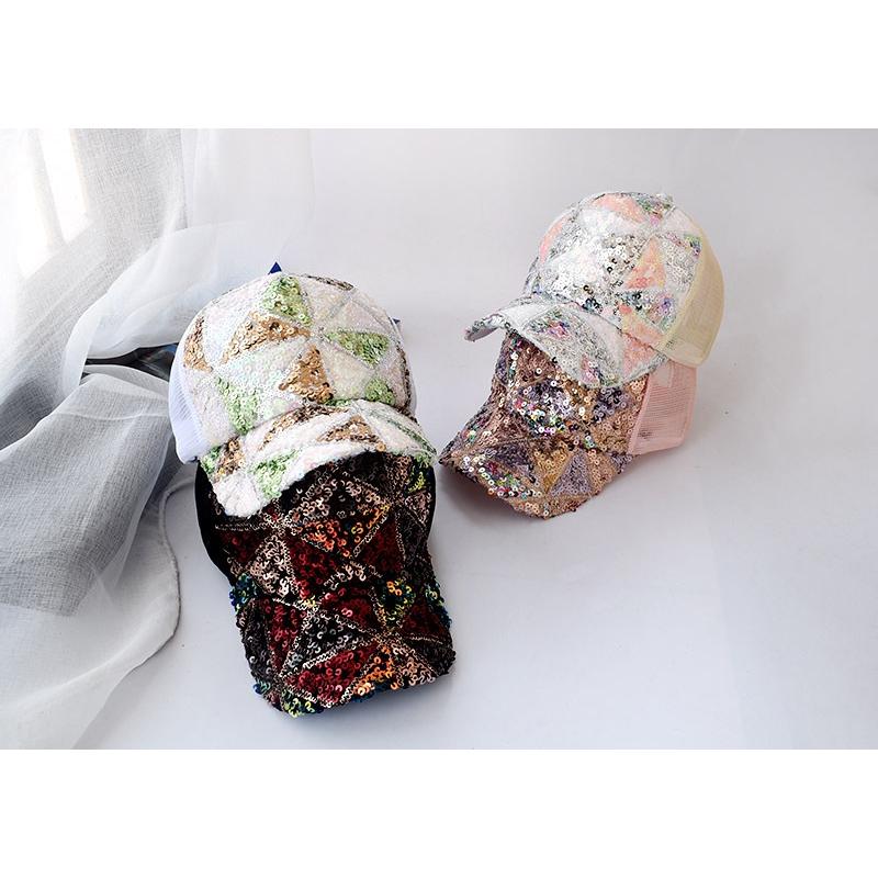 New Sequin Hat Baseball Cap Gradient Bright Color Net Hat  Outdoor Sunhat for Men Women Duck Tongue Head Decoration