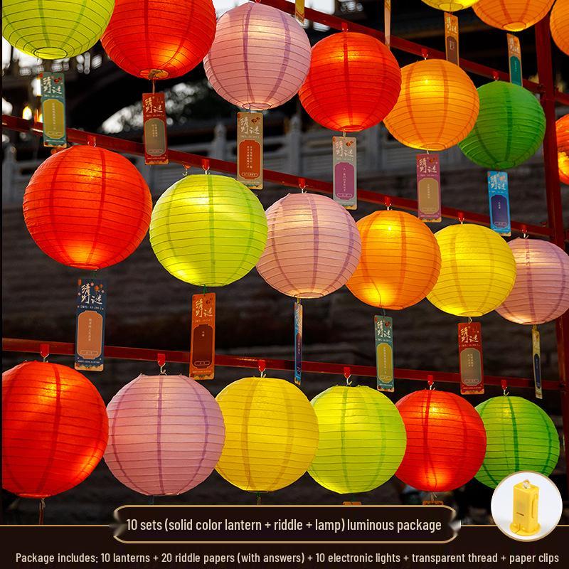 Mid-Autumn Festival Chinese Luminous Flower & Palace Lanterns with Riddle Hanging Ornaments